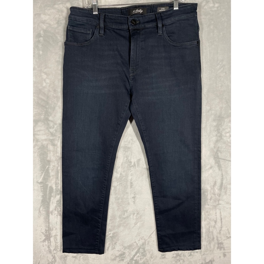 34 Heritage Cool Mid-Rise Tapered Jeans Mens 36x32 Dark Wash Indigo Stretch